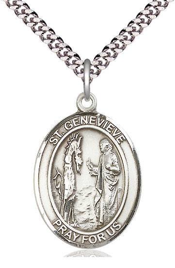 St. Genevieve Medal in Fine Pewter, 1" tall, Your Choice of Chain, # 5225