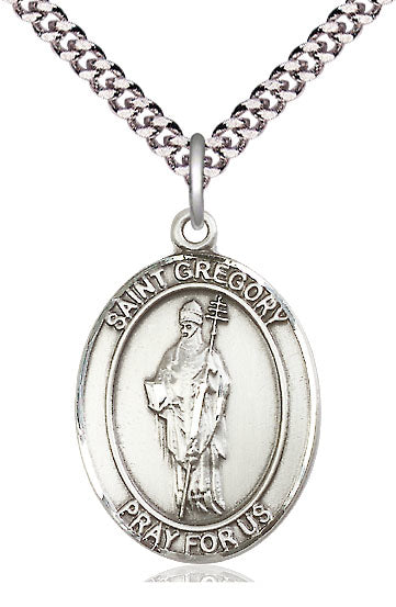 St. Gregory the Great Medal in Fine Pewter, 1" tall, Your Choice of Chain, # 5254