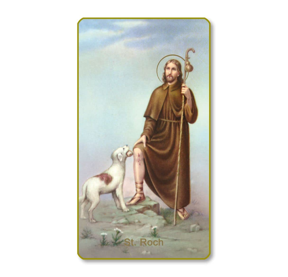 St. Roch Italian Paper Holy Cards, 2"x4", Blank Back, 100-Pack, # 5995