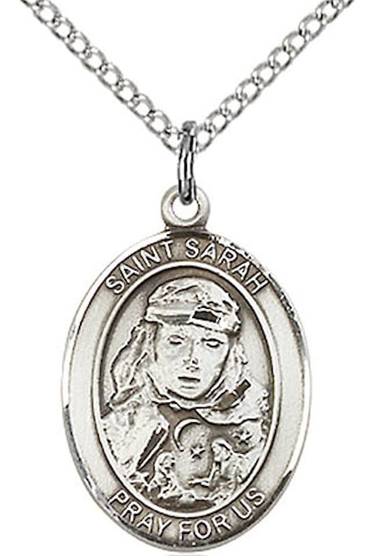 St. Sarah Medal in Fine Pewter, 3/4" tall, Your Choice of Chain # 17230