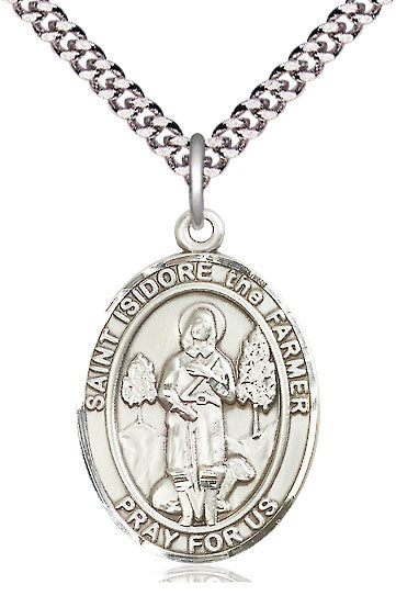 St. Isidore the Farmer Medal in Fine Pewter, 1" tall, Your Choice of Chain, # 5284