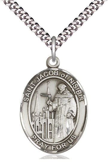 St. Jacob of Nisibis Medal in Fine Pewter, 1" tall, Your Choice of Chain, # 5290