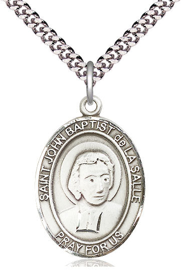 St. John Baptist de la Salle Medal in Fine Pewter, 1" tall, Your Choice of Chain, # 5317