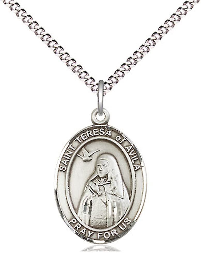 St. Teresa of Avila Medal in Fine Pewter, 3/4" tall, Your Choice of Chain # 17247