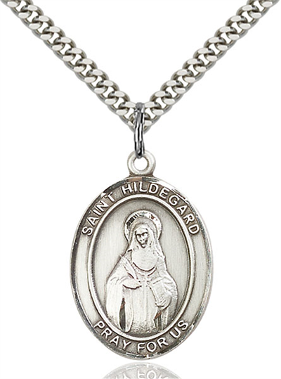 1"x3/4" Sterling Silver St. Hildegard Von Bingen Medal, Your Choice of Chain, # 53993