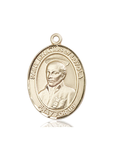 St. Ignatius of Loyola Medal, 14kt Gold Filled, 1"x3/4", Your Choice of Chain, # 54004