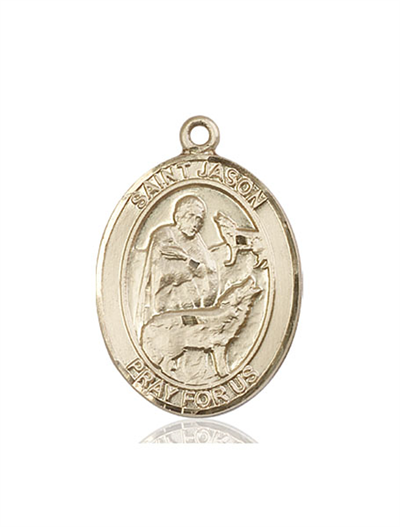 St. Jason Medal, Solid 18kt Gold, 1"x3/4", Free Chain, # 54052
