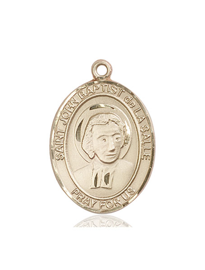 St. John Baptist de la Salle Medal, 14kt Gold Filled, 1"x3/4", Your Choice of Chain, # 54072