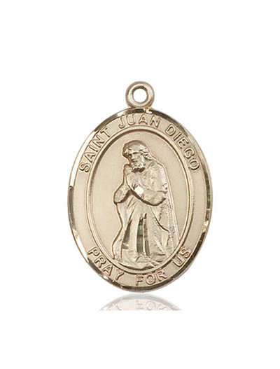 St. Juan Diego Medal, Solid 18kt Gold, 1"x3/4", Free Chain, # 54143