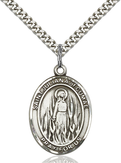 1"x3/4" Sterling Silver St. Juliana of Cumae Medal, Your Choice of Chain, # 54151
