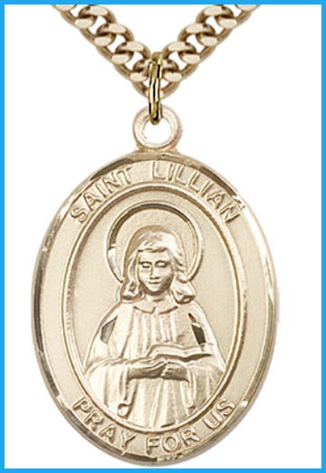 St. Lillian Medal, 14kt Gold Filled, 1"x3/4", Your Choice of Chain, # 54199