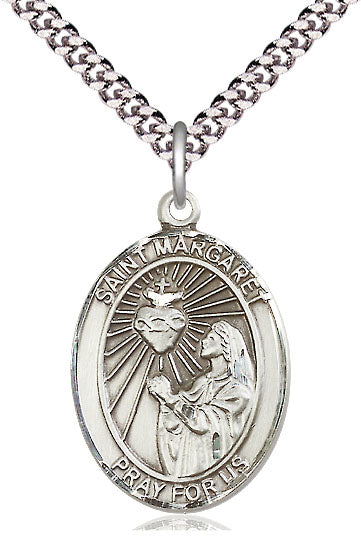 St. Margaret Mary Alacoque Medal in Fine Pewter, 1" tall, Your Choice of Chain, # 5422