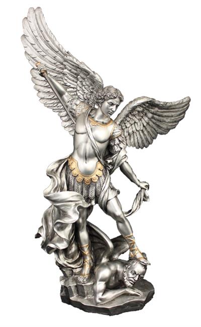 14.5" St. Michael Statue, Pewter Finish Resin, # 54239