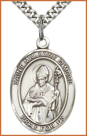 1"x3/4" Sterling Silver St. Malachy O'More Medal, Your Choice of Chain, # 54249