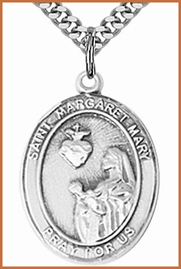 1"x3/4" Sterling Silver St. Margaret Mary Alacoque Medal, Your Choice of Chain, # 54260