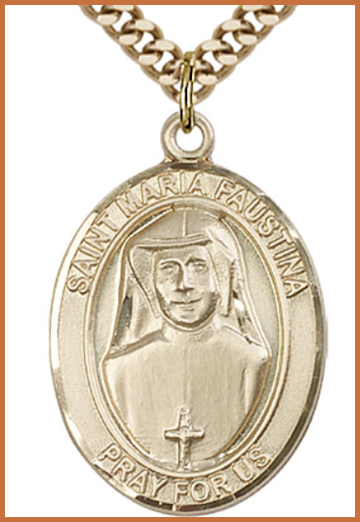 14kt Gold Filled Medal, 1"x3/4", St. Maria Faustina, Your Choice of Chain, # 54267
