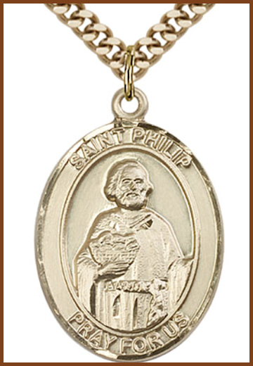 14kt Gold Filled Medal, 1"x3/4", St. Philip the Apostle, Your Choice of Chain, # 54385