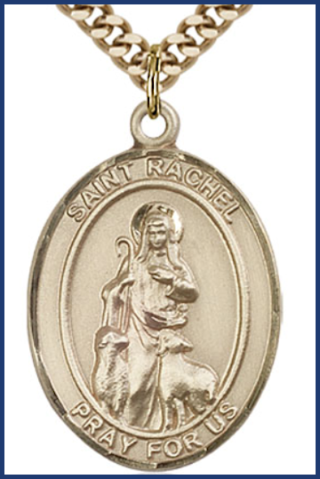 14kt Gold Filled Medal, 1"x3/4", St. Rachel, Your Choice of Chain, # 54407
