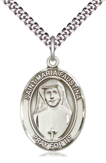 St. Maria Faustina Medal in Fine Pewter, 1" tall, Your Choice of Chain, # 5441