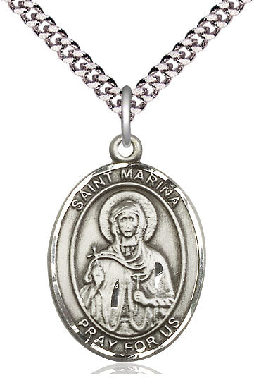 St. Marina Medal in Fine Pewter, 1" tall, Your Choice of Chain, # 5445