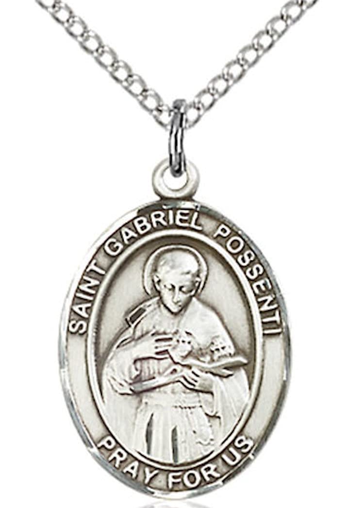 St. Gabriel Possenti Medal in Fine Pewter, 3/4" tall, Your Choice of Chain # 17043