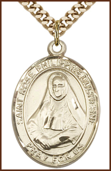 14kt Gold Filled Medal, 1"x3/4", St. Rose Philippine Duchesne, Your Choice of Chain, # 54473