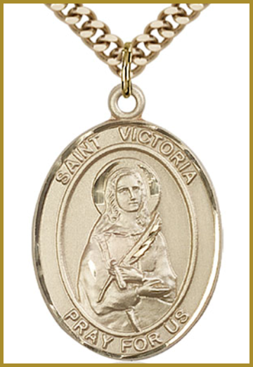 14kt Gold Filled Medal, 1"x3/4", St. Victoria, Your Choice of Chain, # 54566