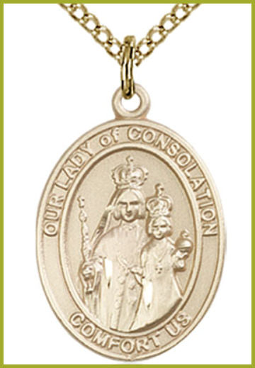 14kt Gold Filled Medal, 3/4"x9/16", Our Lady of Consolation, Your Choice of Chain, # 54699