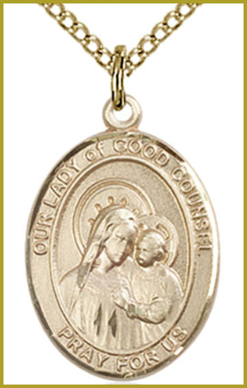 14kt Gold Filled Medal, 3/4"x9/16", Our Lady of Good Counsel, Your Choice of Chain, # 54706