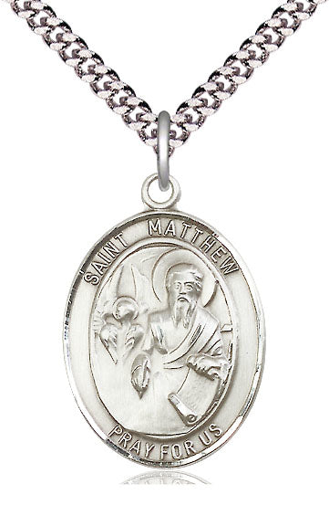 St. Matthew the Apostle Medal in Fine Pewter, 1" tall, Your Choice of Chain, # 5476