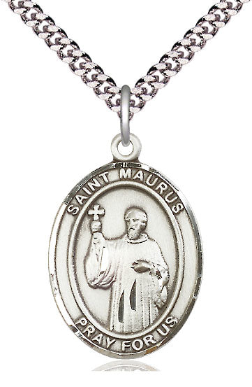 St. Maurus Medal in Fine Pewter, 1" tall, Your Choice of Chain, # 5478