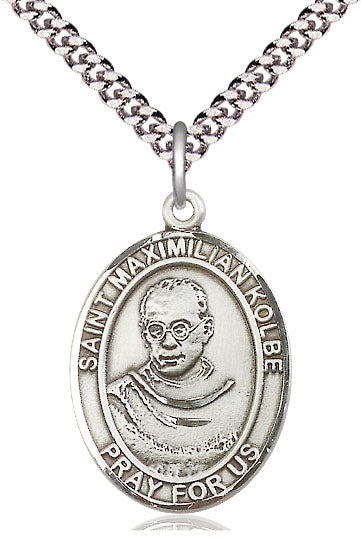 St. Maximilian Kolbe Medal in Fine Pewter, 1" tall, Your Choice of Chain, # 5479