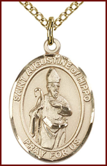 14kt Gold Filled Medal, 3/4"x9/16", St. Augustine of Hippo, Your choice of chain, # 54915