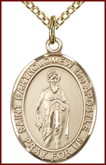 14kt Gold Filled Medal, 3/4"x9/16", St. Bartholomew the Apostle, Your choice of chain, # 54922