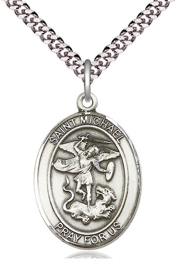 St. Michael the Archangel Medal in Fine Pewter, 1" tall, Your Choice of Chain, # 5489