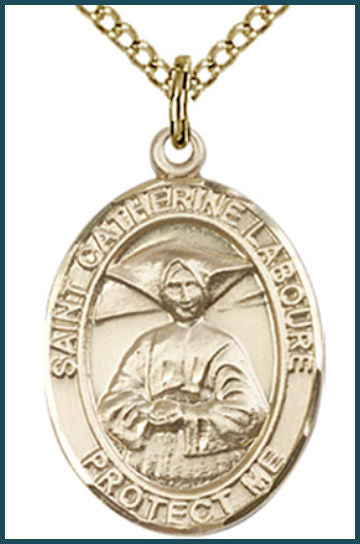 14kt Gold Filled Medal, 3/4"x9/16", St. Catherine Laboure, Your choice of chain, # 54965