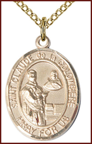 14kt Gold Filled Medal, 3/4"x9/16", St. Claude de la Columbiere, Your choice of chain, # 54996