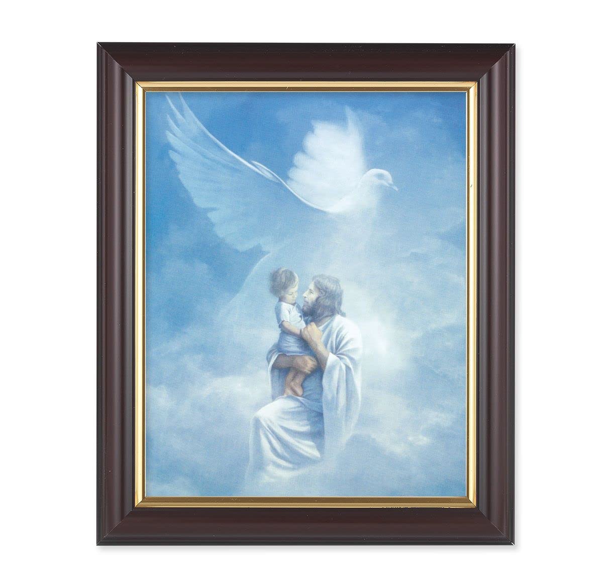Christ Welcoming Child, 10"x12", Classic Fluted Walnut Finished Frame, Italian Print Under Glass # 26185