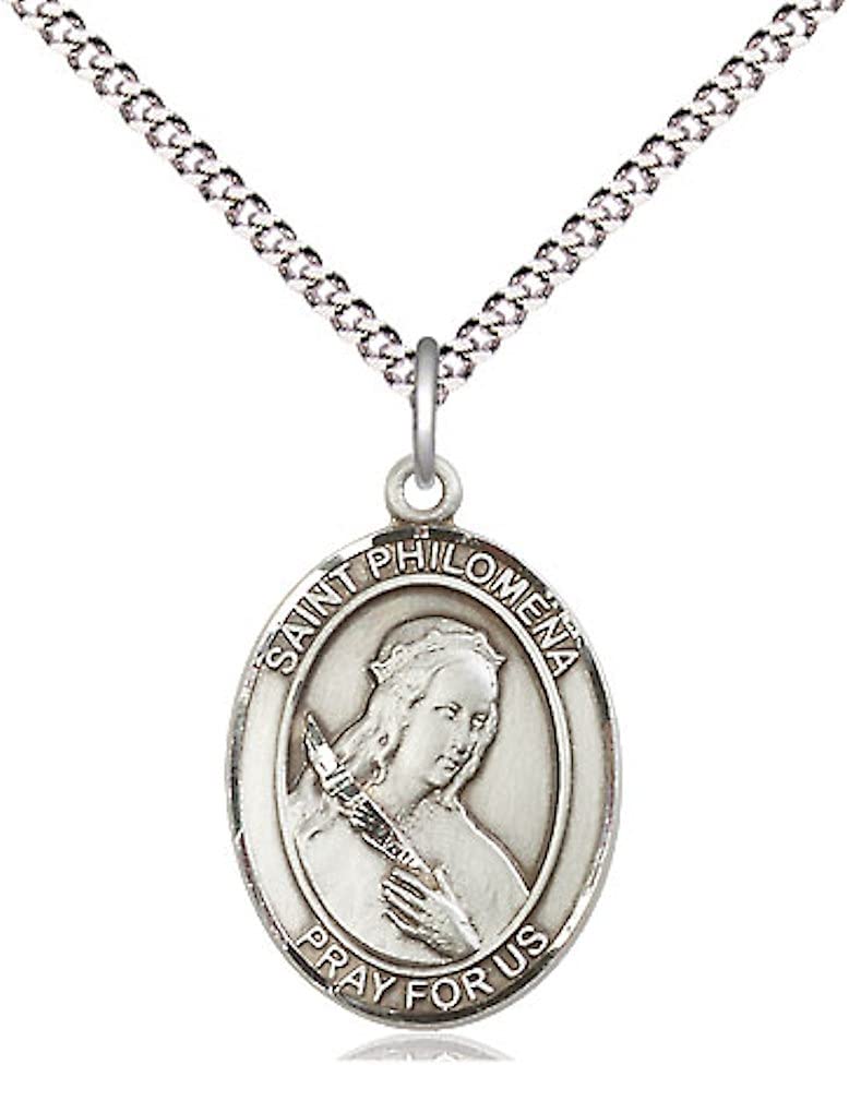 St. Philomena Medal in Fine Pewter, 3/4" tall, Your Choice of Chain # 17201