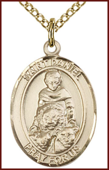 Solid 14kt Gold Medal, 3/4"x9/16", St. Daniel, Free Chain, # 55019