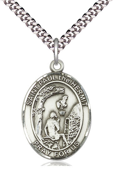St. Paul the Hermit Medal in Fine Pewter, 1" tall, Your Choice of Chain, # 5506
