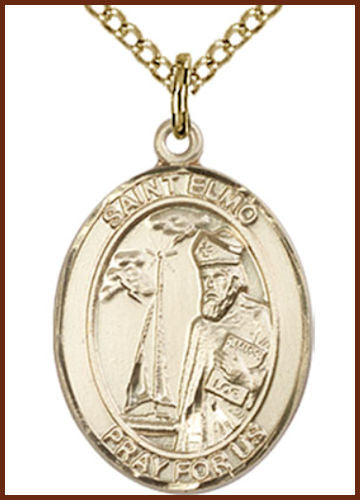 14kt Gold Filled Medal, 3/4"x9/16", St. Elmo, Your choice of chain, # 55090