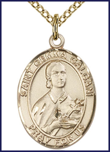 14kt Gold Filled Medal, 3/4"x9/16", St. Gemma Galgani, Your choice of chain, # 55124
