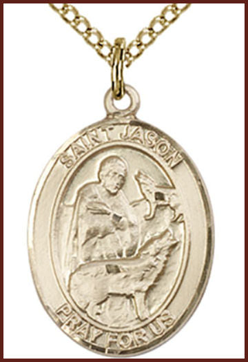 14kt Gold Filled Medal, 3/4"x9/16", St. Jason, Your choice of chain, # 55304