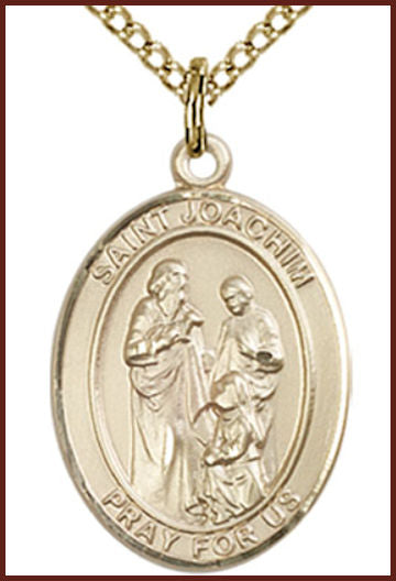 Solid 18kt Gold Medal, 3/4"x9/16", St. Joachim, Free Chain, # 55312