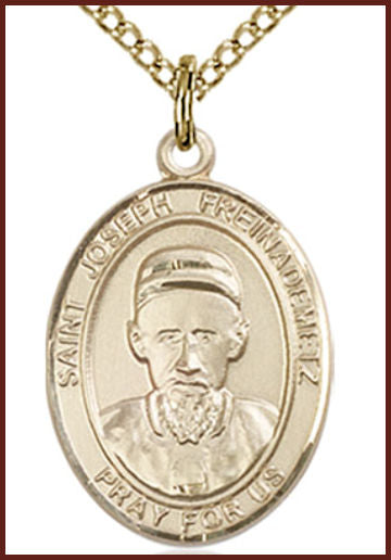 Solid 14kt Gold Medal, 3/4"x9/16", St. Joseph Freinademetz, Free Chain, # 55354