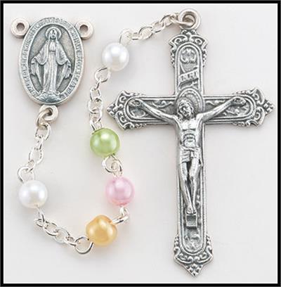 5mm Glass Bead Rosary, Multi Color, # 55539