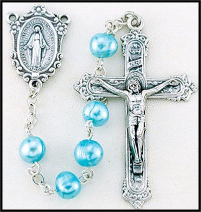 6mm Freshwater Pearl Rosary, Blue, # 55542