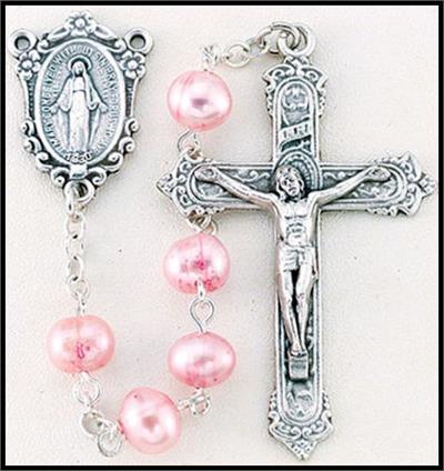 6mm Freshwater Pearl Rosary, Pink, # 55543
