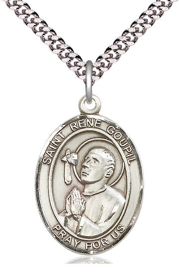 St. Rene Goupil Medal in Fine Pewter, 1" tall, Your Choice of Chain, # 5558